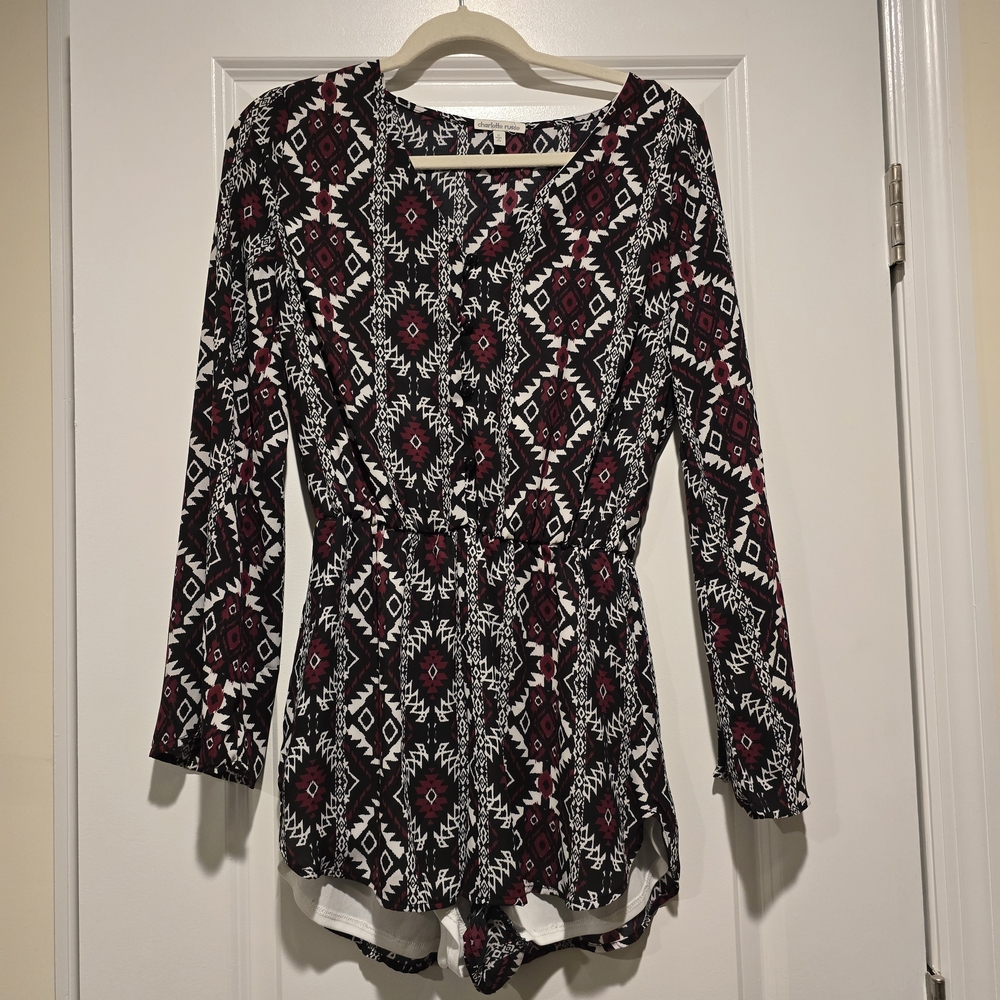 Charlotte Russe Tribal Print Long Sleeve Top